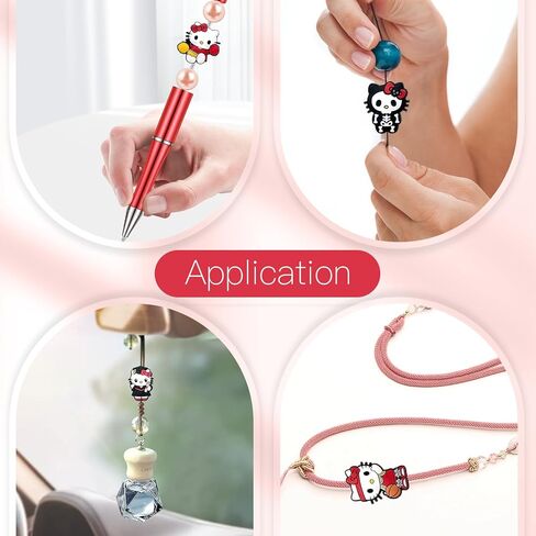 الخرز البؤري الكرتونية للأقلام ، حبات بؤرية السيليكون اللطيفة لصنع مجوهرات مفاتيح أحلام حبة DIY (D) in Kuwait