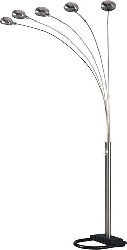 SH Lighting 5 Adjustable Arm Arching Floor Lamp - Features a Dimmer Switch for Perfect Light Settings - 84" Tall Great for Living Rooms, Bedrooms, or Arching Over Couches (Black) in Saudi Arabia