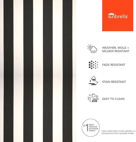 Sunbrella Striped Fabric by The Yard | Official Sunbrella Seller | Indoor or Outdoor Upholstery Fabric for Chairs, Cushions, Drapery, Pillows, Furniture | Cabana Classic in Kuwait