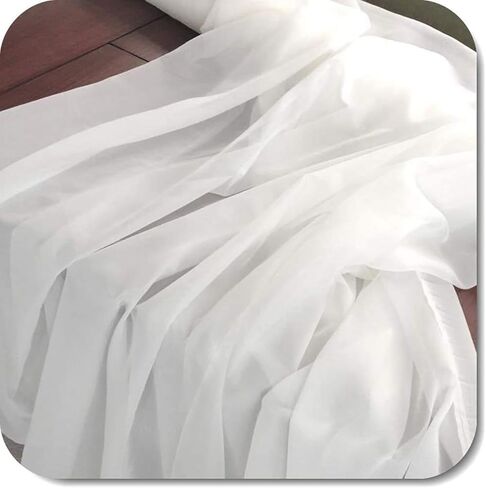 New Star Fabrics Chiffon Fabric, Continuous 60" Wide (30ft) Sheer Material, 100% Soft Polyester, Ideal for Wedding, Party, Event Decor, Draping, and Dresses (White, 5 Yards) in Saudi Arabia