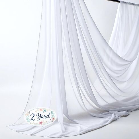 New Star Fabrics Chiffon Fabric, Continuous 60" Wide (30ft) Sheer Material, 100% Soft Polyester, Ideal for Wedding, Party, Event Decor, Draping, and Dresses (White, 5 Yards) in Saudi Arabia