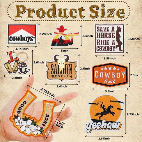 23Pcs Western Iron On Patches, Cowboy Embroidered Patches for Hats, Cowboy Sew On Applique Patches for Jackets Backpacks, Clothing, Jeans, DIY Accessories (Brown) in Saudi Arabia