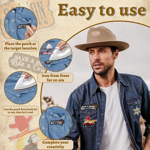 23Pcs Western Iron On Patches, Cowboy Embroidered Patches for Hats, Cowboy Sew On Applique Patches for Jackets Backpacks, Clothing, Jeans, DIY Accessories (Brown) in Saudi Arabia