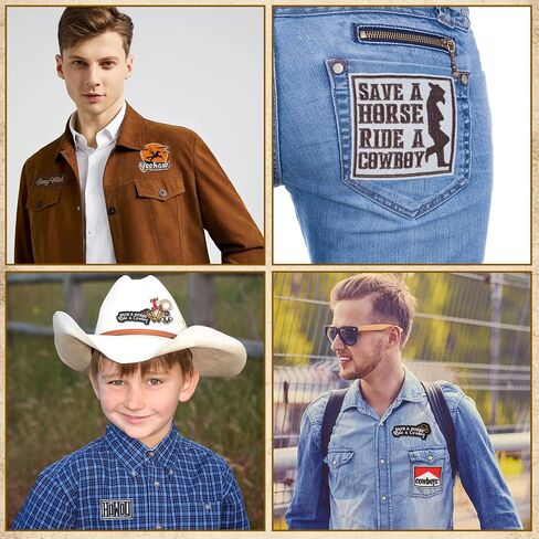 23Pcs Western Iron On Patches, Cowboy Embroidered Patches for Hats, Cowboy Sew On Applique Patches for Jackets Backpacks, Clothing, Jeans, DIY Accessories (Brown) in Saudi Arabia