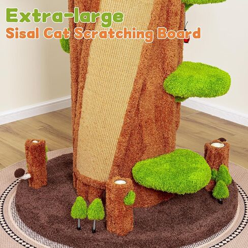88.6 Inches Extra Large Cat Tree, Multi-Level Climbing Cute Tree Cat House,All-in-One Tall Cat Tower with Scratching Post,Real Solid Wood Cat Tree,Multi-Level Furniture Activity Center in Kuwait