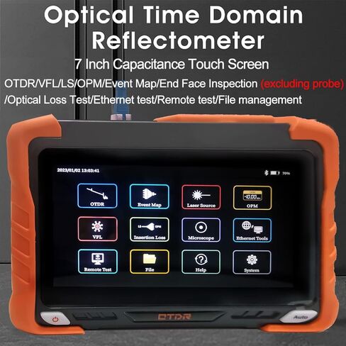 7 inches Touch Screen SM Optic Fiber OTDR Optical Time Domain Reflectometer 1310/1550nm 32/30dBm Tester Built-in VFL OPM LS(Light Source) Event Map OLT (Optical Loss Test) Functions in Kuwait