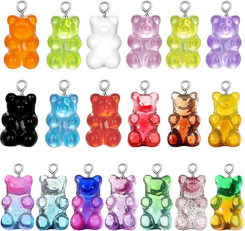 Linkstyle 152PCS Gummy Bear Charms, 19 Colors Clay Bear Beads Pendants for DIY Craft, Earring Jewelry Keychain Making in Saudi Arabia