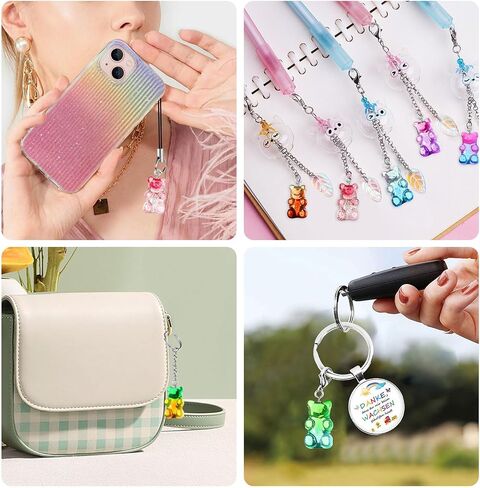 Linkstyle 152PCS Gummy Bear Charms, 19 Colors Clay Bear Beads Pendants for DIY Craft, Earring Jewelry Keychain Making in Saudi Arabia