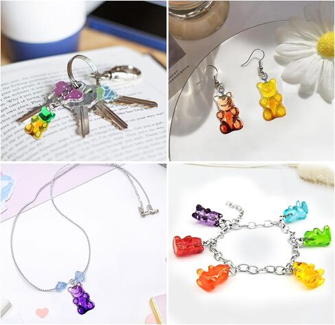 Linkstyle 152PCS Gummy Bear Charms, 19 Colors Clay Bear Beads Pendants for DIY Craft, Earring Jewelry Keychain Making in Saudi Arabia