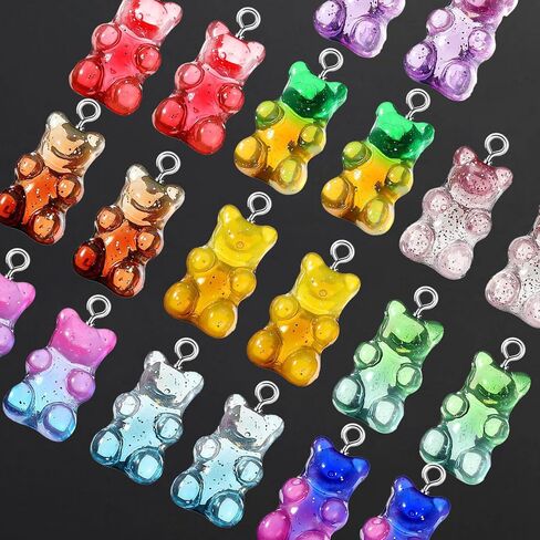 Linkstyle 152PCS Gummy Bear Charms, 19 Colors Clay Bear Beads Pendants for DIY Craft, Earring Jewelry Keychain Making in Saudi Arabia