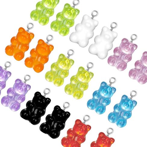 Linkstyle 152PCS Gummy Bear Charms, 19 Colors Clay Bear Beads Pendants for DIY Craft, Earring Jewelry Keychain Making in Saudi Arabia