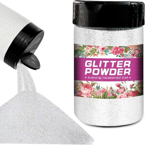 Glitter, White Fine Glitter, Holographic Extra, Extra Fine Glitters for Crafts, Cosmetic Glitters for Resin Arts Crafts, Candle Making, Nail (White,2oz) in Saudi Arabia