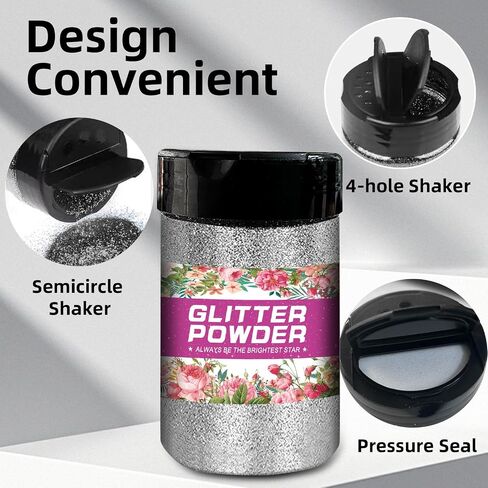 Glitter, White Fine Glitter, Holographic Extra, Extra Fine Glitters for Crafts, Cosmetic Glitters for Resin Arts Crafts, Candle Making, Nail (White,2oz) in Saudi Arabia
