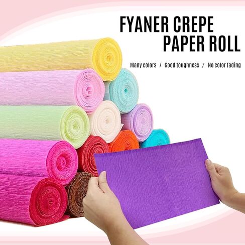 Crepe Paper Roll (9.8Inch x 8.2Ft/3Rolls),DIY Gift Crepe Paper Sheet Color Paper Flower Set for Birthday Decoration, Party Decoration and Wedding Decoration (Yellow) in Saudi Arabia