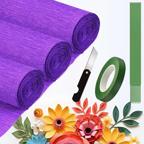 Crepe Paper Roll (9.8Inch x 8.2Ft/3Rolls),DIY Gift Crepe Paper Sheet Color Paper Flower Set for Birthday Decoration, Party Decoration and Wedding Decoration (Yellow) in Saudi Arabia