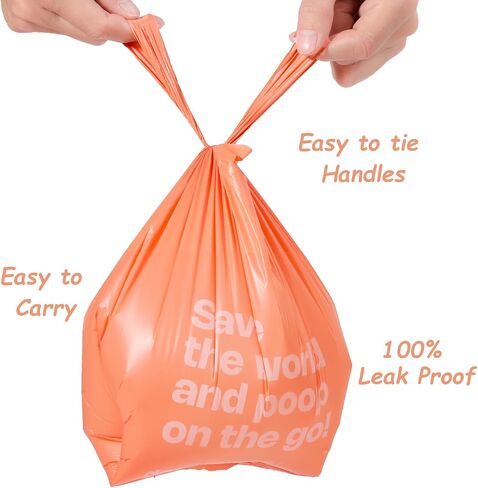 Dog Poop Bags Rolls with Handles and Dispenser 330 Counts Scented for Small Medium Dogs Leak Proof Extra Thick Waste Bags for Walking Doggy Peach in Saudi Arabia