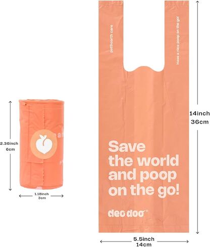Dog Poop Bags Rolls with Handles and Dispenser 330 Counts Scented for Small Medium Dogs Leak Proof Extra Thick Waste Bags for Walking Doggy Peach in Saudi Arabia