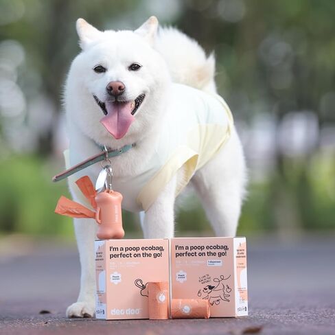 Dog Poop Bags Rolls with Handles and Dispenser 330 Counts Scented for Small Medium Dogs Leak Proof Extra Thick Waste Bags for Walking Doggy Peach in Saudi Arabia