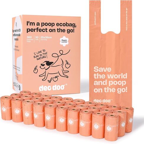 Dog Poop Bags Rolls with Handles and Dispenser 330 Counts Scented for Small Medium Dogs Leak Proof Extra Thick Waste Bags for Walking Doggy Peach in Saudi Arabia