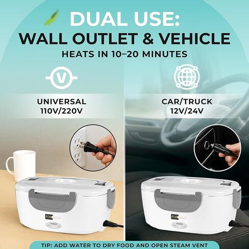 FORABEST Electric Lunch Box for Adults, Upgraded Fast 80W Heated Lunch Box for Adults, 4-in-1 Portable Food Warmer Lunch Box, 1.5L Loncheras Para Hombres De Trabajo with Power Button & Large Utensils in Saudi Arabia