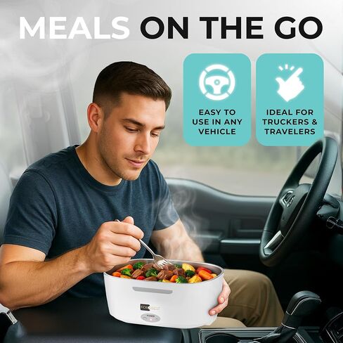 FORABEST Electric Lunch Box for Adults, Upgraded Fast 80W Heated Lunch Box for Adults, 4-in-1 Portable Food Warmer Lunch Box, 1.5L Loncheras Para Hombres De Trabajo with Power Button & Large Utensils in Saudi Arabia