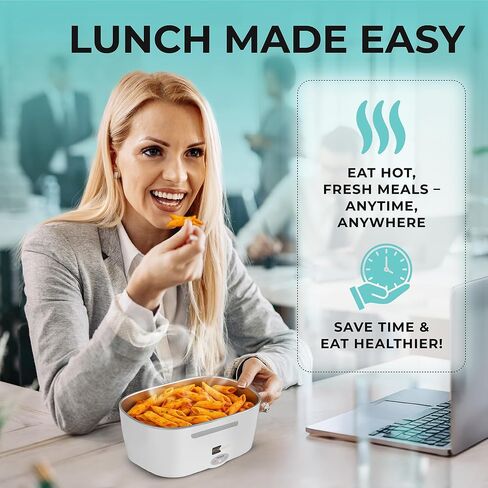 FORABEST Electric Lunch Box for Adults, Upgraded Fast 80W Heated Lunch Box for Adults, 4-in-1 Portable Food Warmer Lunch Box, 1.5L Loncheras Para Hombres De Trabajo with Power Button & Large Utensils in Saudi Arabia