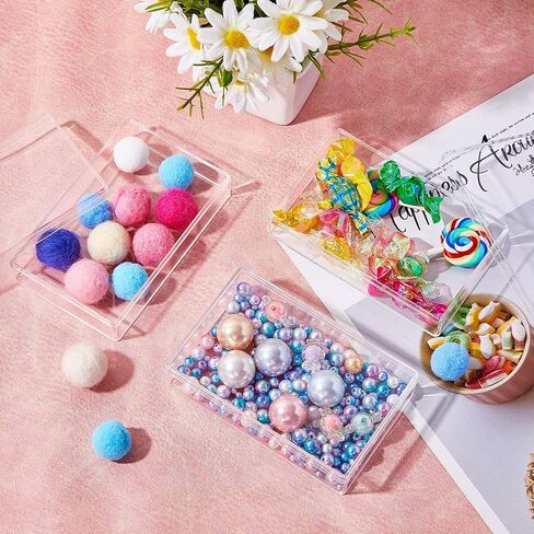 Blulu 30 Pcs Clear Acrylic Box with Lids 4.3 x 2.7 x 1 Inch Storage Candy Box Containers Mini Rectangle Clear Plastic Gift Containers for Display Jewelry Wedding Party Favors Treats Coin Accessories in Saudi Arabia