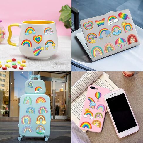 96 PCS Rainbow Pastel Rainbow Pre-Cut Temporary Tattoos for Kids | Super Cute Themed Birthday Party Favors, Supplies, Decorations, Colorful Fake Tattoo Stickers (Multiple) in Saudi Arabia