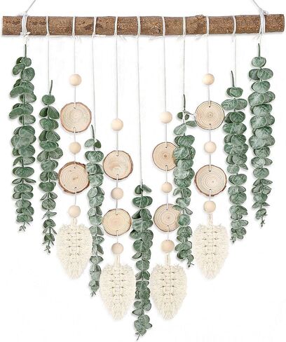 Sggvecsy 21’’ Eucalyptus Wall Hanging Decor Artificial Eucalyptus Plant Fake Greenery Leaves Boho Wall Decor with Wooden Stick for Bathroom Bedroom Kitchen Rustic Farmhouse Home Living Room Decoration in Saudi Arabia