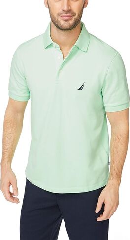 Nautica Men's Short Sleeve Solid Stretch Cotton Pique Polo Shirt, True Black, 3X-Large in Saudi Arabia
