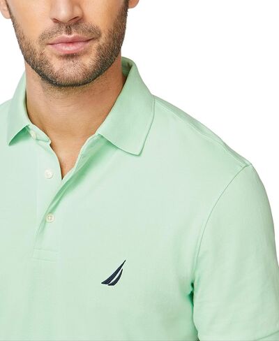 Nautica Men's Short Sleeve Solid Stretch Cotton Pique Polo Shirt, True Black, 3X-Large in Saudi Arabia