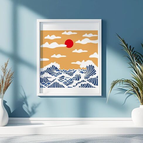 Nbeads Waves Painting Stencil ، 11.81 × 11.81 بوصة القابلة لإعادة الاستخدام الحرف المجوفة قال قالب رسم الرسم للطلاء على جدران الورق الخشبية القماشية الأثاث in Saudi Arabia