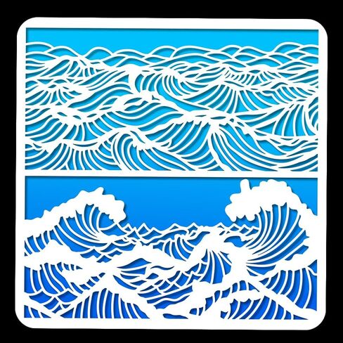Nbeads Waves Painting Stencil ، 11.81 × 11.81 بوصة القابلة لإعادة الاستخدام الحرف المجوفة قال قالب رسم الرسم للطلاء على جدران الورق الخشبية القماشية الأثاث in Saudi Arabia