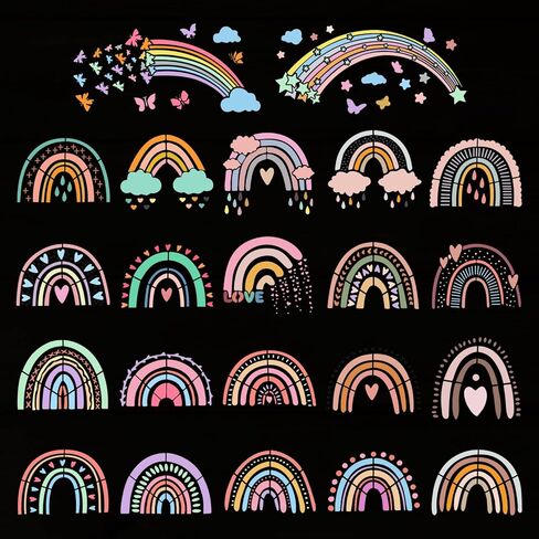 22 PCS قوس قزح الطلاء مجموعة - 6 × 6 بوصة و 6 × 12 بوصة DIY قوس قوس قزح قابلة لإعادة الاستخدام لفن الجدار ، ديكور المنزل ، والرسم ، والفن والحرفية in Kuwait