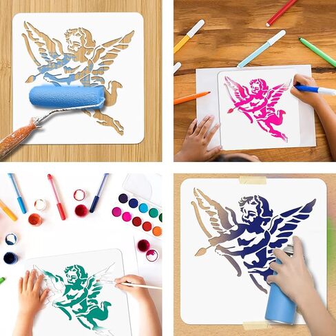 NBEADS Waves Painting Stencil, 11.81x11.81 Inch Reusable Craft Stencils Hollow Out Drawing Painting Template for Painting on Wood Fabric Paper Walls Canvas Furniture in Saudi Arabia