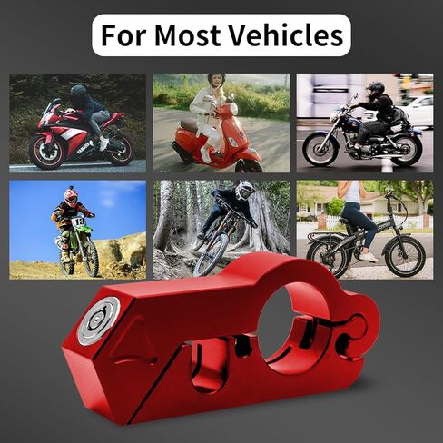 قفل خوذة الدراجة النارية وقفل المقود وقفل الفرامل المضاد للسرقة لمجموعة من 1.3-1.5 بوصة لجميع الدراجات الثلاثية والدراجات ATV سكوتر (أسود) in Kuwait