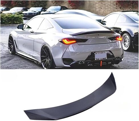 متوافق مع Infiniti Q60 Q60S ASPEC نمط الكربون الألياف الخلفية المفسد الجناح 2013-2023 ألياف الكربون FRP التمهيدي (ألياف الكربون) in Saudi Arabia