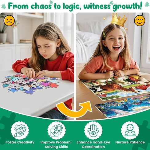 3 Pack 100 Pieces Puzzles for Kids,Farm Tiger Dolphin Puzzles for Kids Ages 4-6 6-8 8-10 100 Piece,Jigsaw Puzzle for Children Senior Adult Large Piece Puzzle Preschool Birthday Gift in Saudi Arabia
