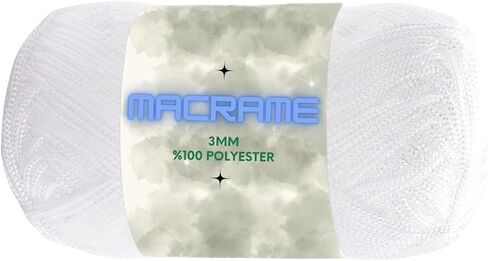 Polyester Macrame Cord 2mm x 142 Yards (426 feet) Crochet Macrame Rope Bag Crafts for Wall Nylon Polypropylene Hangings Hilo String Twine Rug Thread Gift for Knitter 1 Skein (White, Macrame) in Saudi Arabia