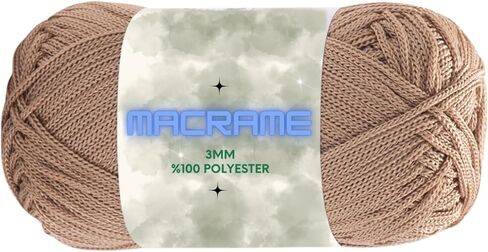 Polyester Macrame Cord 2mm x 142 Yards (426 feet) Crochet Macrame Rope Bag Crafts for Wall Nylon Polypropylene Hangings Hilo String Twine Rug Thread Gift for Knitter 1 Skein (White, Macrame) in Kuwait