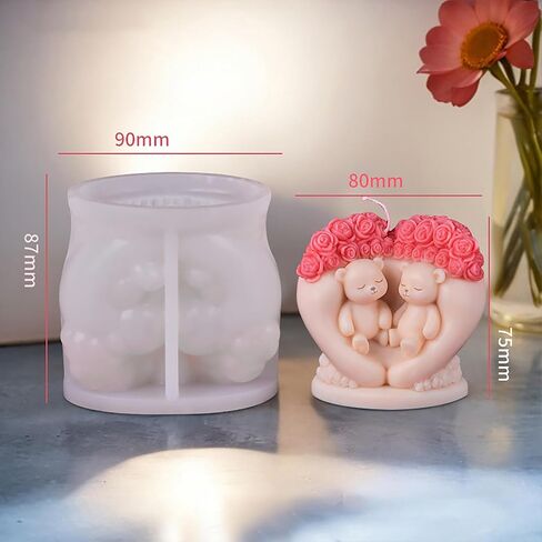 Silicone Rose Heart Mold - Wave Candle Silicone Resin Casting Molds for Candle & Resin & Soap Craft Supplies in Saudi Arabia
