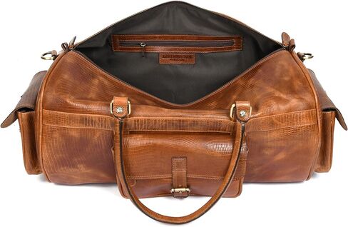 حقيبة سفر مصنوعة من الجلد المحبب بالكامل مع أشرطة قابلة للتعديل | حقيبة كبيرة بمساحة كبيرة وجيوب جانبية بسحاب لعطلة نهاية الأسبوع (جوزي) in Kuwait