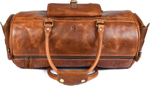 حقيبة سفر مصنوعة من الجلد المحبب بالكامل مع أشرطة قابلة للتعديل | حقيبة كبيرة بمساحة كبيرة وجيوب جانبية بسحاب لعطلة نهاية الأسبوع (جوزي) in Kuwait