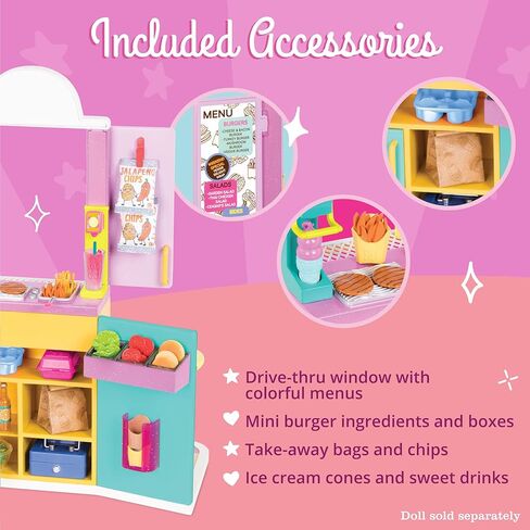 Glitter Girls – Shop Terrace Playset With 60+ Pieces – Patio Furniture Set – Table & Chairs For GG Sweet Shop – Play Food & Cash Register – 3 Years + – GG Sweet Shop Terrace Set in Kuwait
