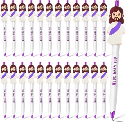 24 Pcs Christian Jesus Pens Bulk Verse Pens for Kids Vbs Gift Jesus Loves You Religious Catholic Back to School Gifts Sunday School Prizes for Christian Party Favors Church in Saudi Arabia