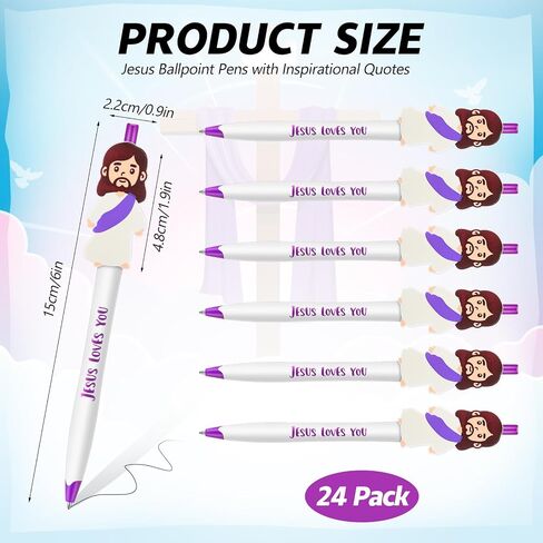 24 Pcs Christian Jesus Pens Bulk Verse Pens for Kids Vbs Gift Jesus Loves You Religious Catholic Back to School Gifts Sunday School Prizes for Christian Party Favors Church in Saudi Arabia