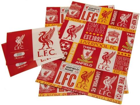 Wiverpool FC Gift Wrap 2 Sheets 2 علامات ، لف هدايا للهدايا ، غلاف هدايا ودود للتعهد ، لف غلاف الهدايا القابل لإعادة التدوير ، ليفربول ، in Saudi Arabia
