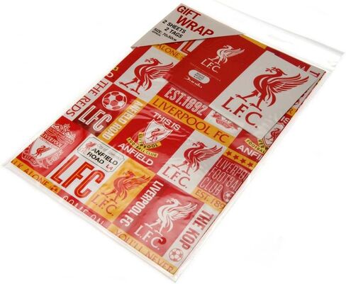 Wiverpool FC Gift Wrap 2 Sheets 2 علامات ، لف هدايا للهدايا ، غلاف هدايا ودود للتعهد ، لف غلاف الهدايا القابل لإعادة التدوير ، ليفربول ، in Saudi Arabia