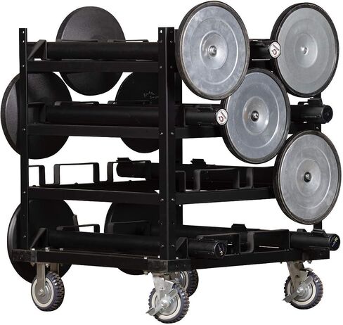 Trafford Industrial Stanchion Post Cart ، 12 وظيفة ، تخزين مبطنة وعجلات قفل للأمان in Kuwait