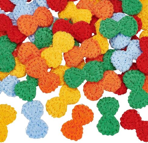 FINGERINSPIRE 42 Pcs Crochet Applique 3 Colors Knitting Wool Yarn Heart Patches Handmade Knitting Heart Shape Ornament Accessories for DIY Costume, Hat, Bag, Earrings or Hair Tie Accessories in Saudi Arabia